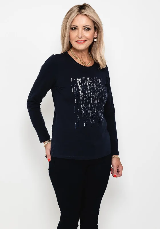 Weekend Deals That Spark I’cona Animal Metallic Sequin T-Shirt, Navy