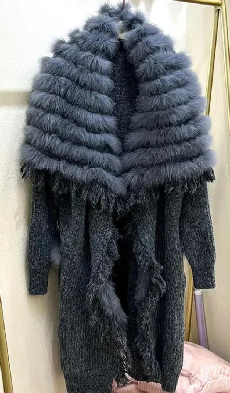 Limited Supply Shag grey Rabbit fur one size sweater