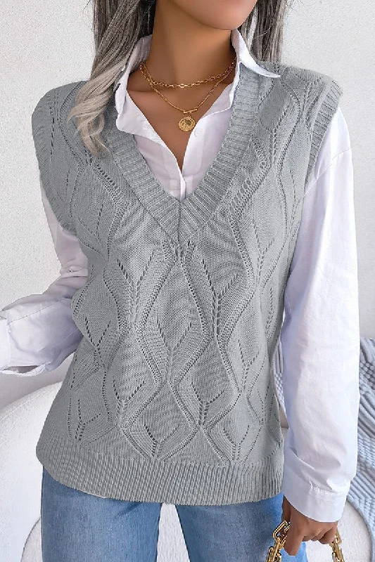 The Best Prices WOMEN PUNCHING KNITTED LOOSE FIT SWEAT VEST
