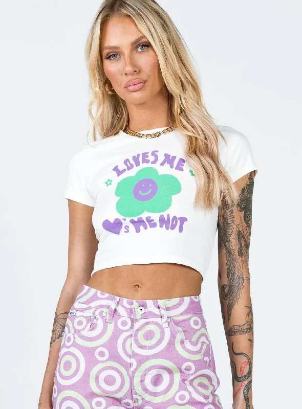 Weekend Price Cuts Galore Love Me Not Cropped Tee White