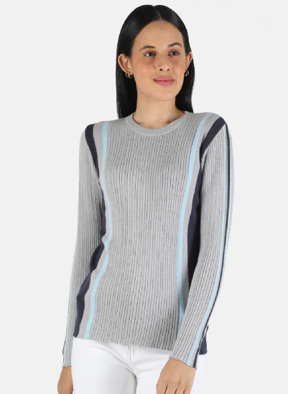 Deal Alert Women Grey Self Design Top