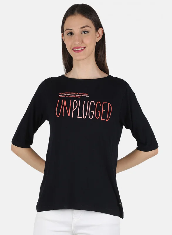 Celebrate the Weekend with Discounts Women Navy Blue Printed Top