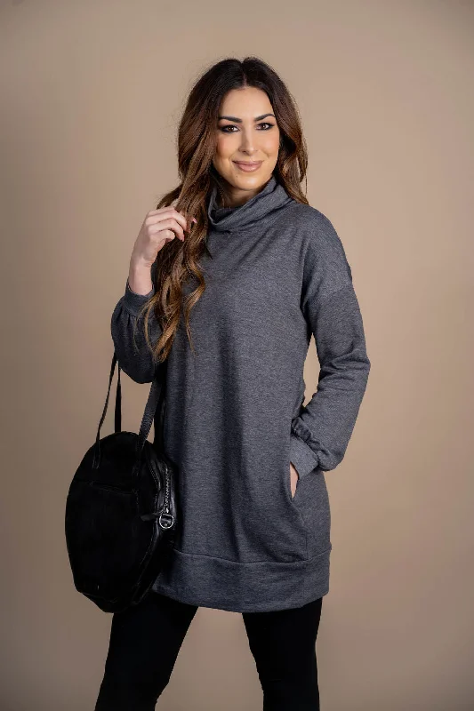 Unmissable Offer Marled Cowl Neck Tunic Sweatshirt