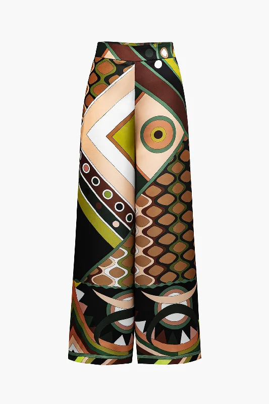 Act Now Abstract Print Wide Leg Pants