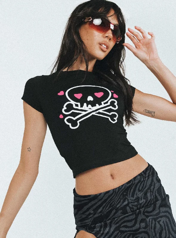 Epic Deals Y2K Skull Graphic Tee Black