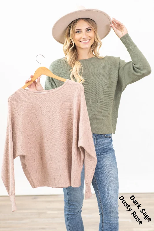 Best Bargains Textured Dolman Sleeve Boatneck Sweater