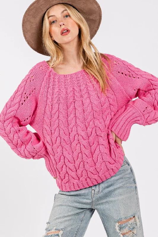 Bargain Blast SAGE + FIG Cable-Knit Long Sleeve Sweater