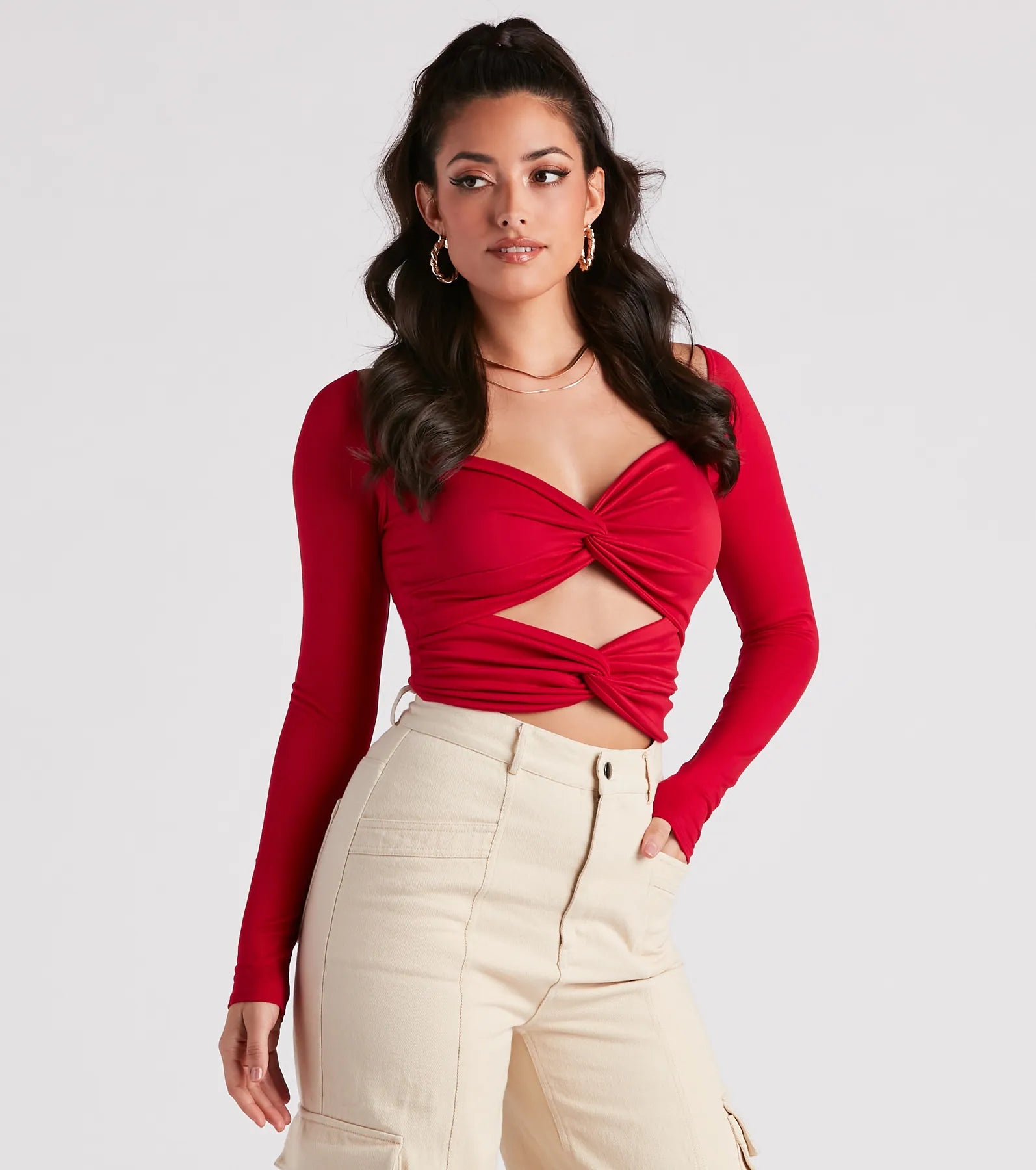 Midnight Madness Wild Card Knit Cutout Crop Top