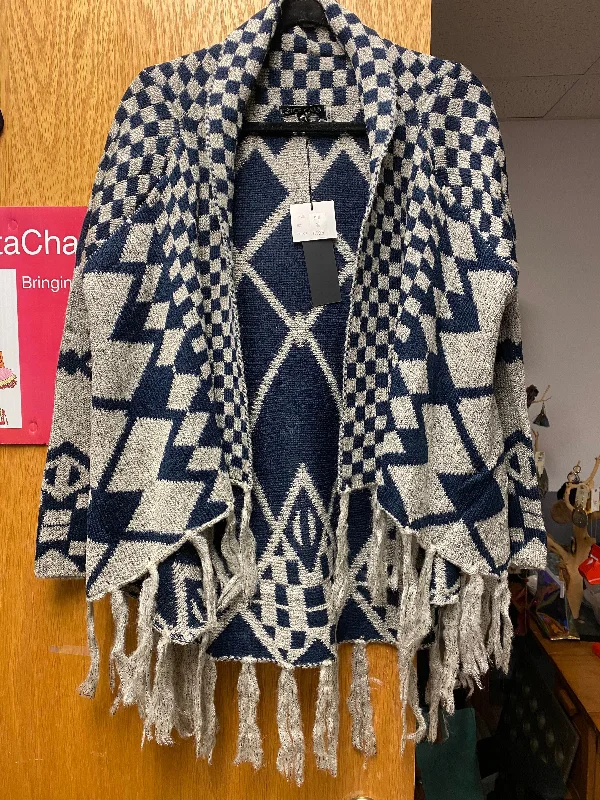 Price Slash Navy and Grey Cardigan with Tie Detail