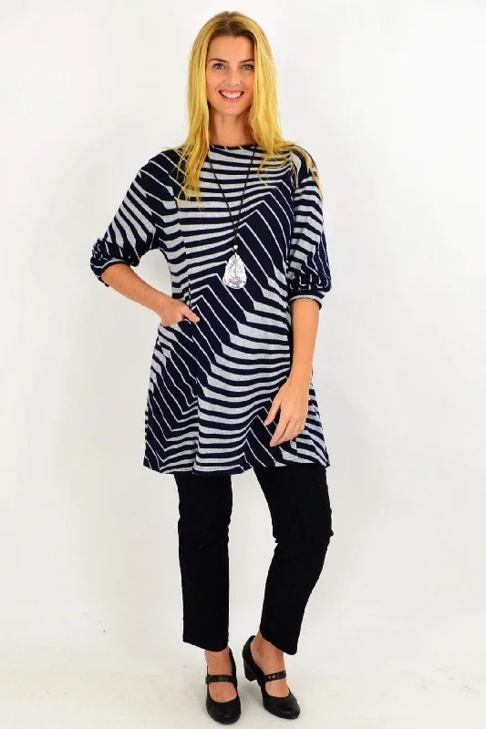 Weekend Offers That Shine Navy Lucille Line Winter Tunic Top