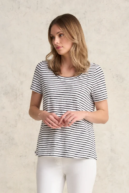 Markdown Sale Organic Cotton T-Shirt - White Stripe