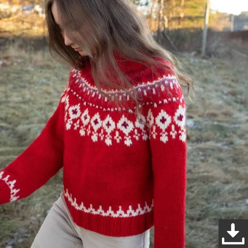Fantastic Deals Weihnachtlicher Damen Pullover Strickanleitung - Sandnes Garn (PDF)