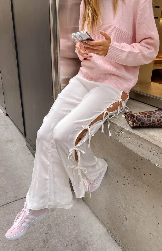 Year-End Clearance Bridget White Side Tie Pants