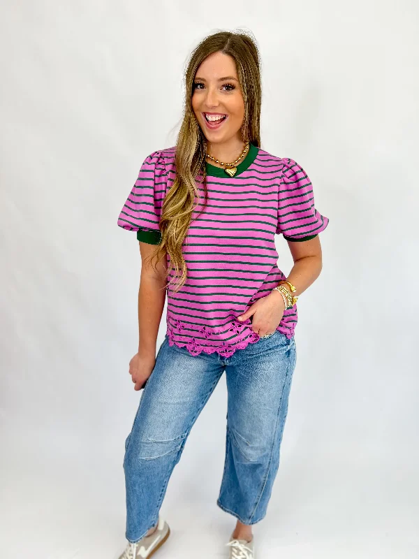 Top Pick [Entro] Settled Down Striped Knit Top-Orchid