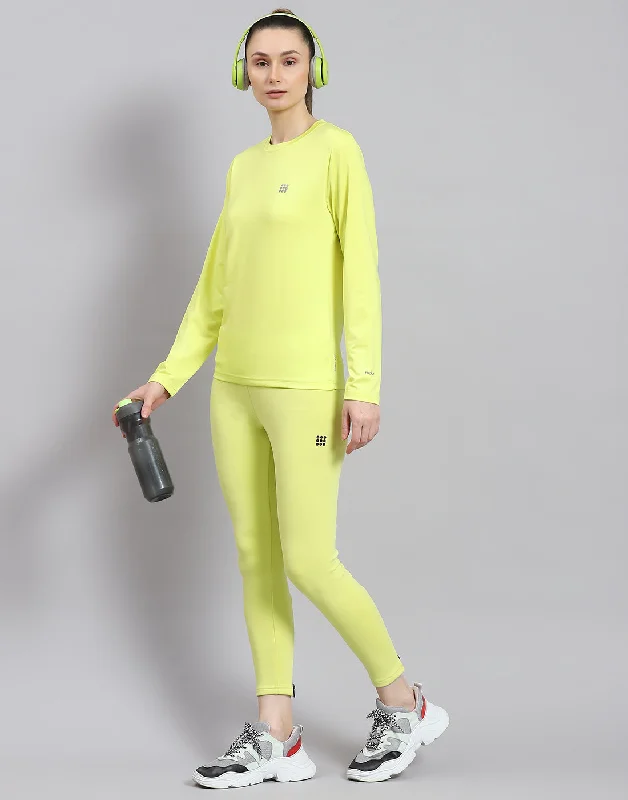 Epic Value Women Yellow Solid Round Neck Full Sleeve Top
