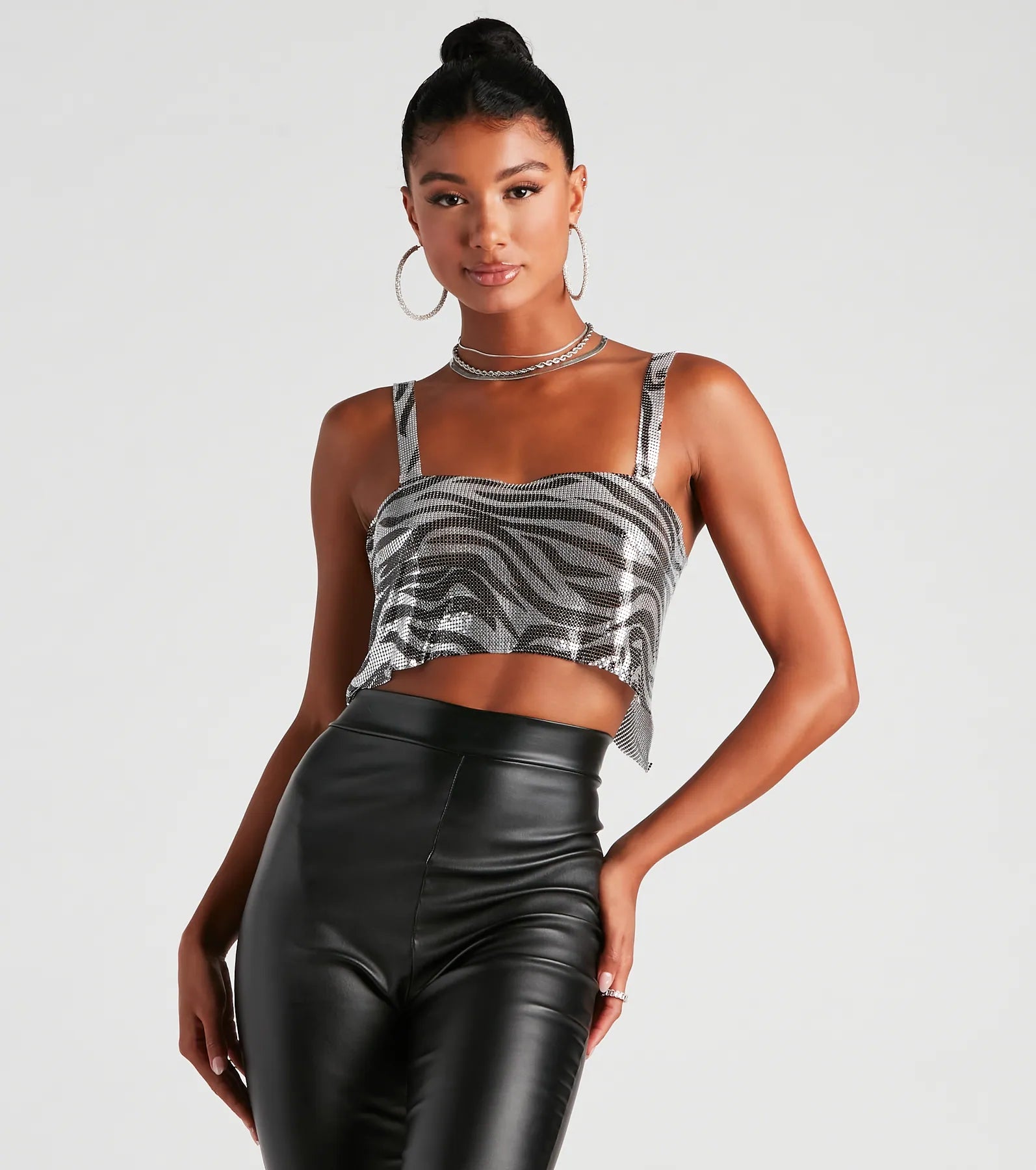 Weekend Specials to Love Wild Side Zebra Print Chainmail Top