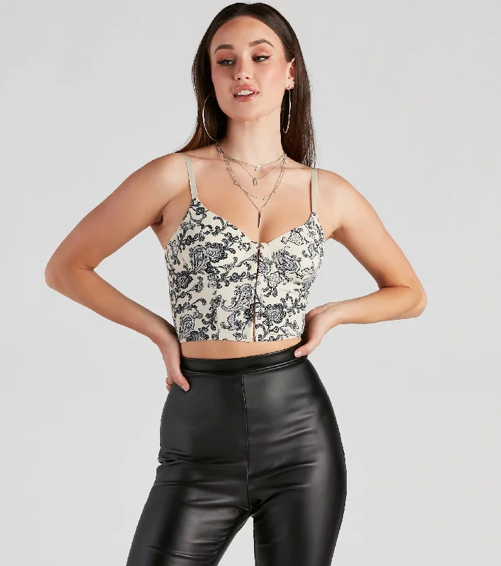 YEAR-End Clearance Vibe In Paisley Corset Crop Top