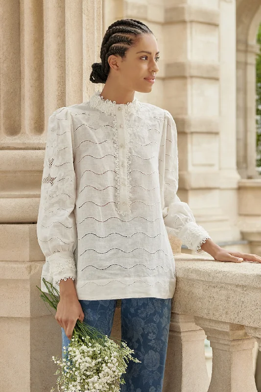 Reduced Prices Embroidered Linen Blouse