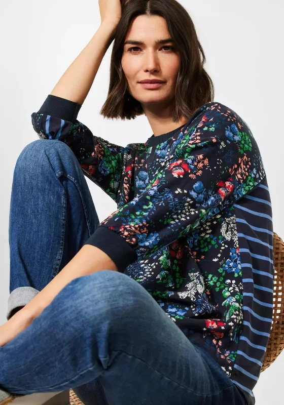 Stock Clearance Cecil Flower Mix Print Blouse, Navy Multi
