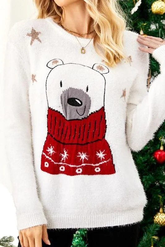 Weekend Specials to Relish WOMEN CUTE PRINTING LONG SLEEVE WARM SWEATER