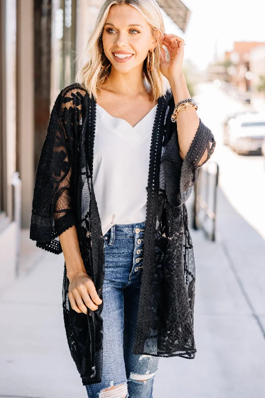 Best Choice This Is It Black Lace Kimono