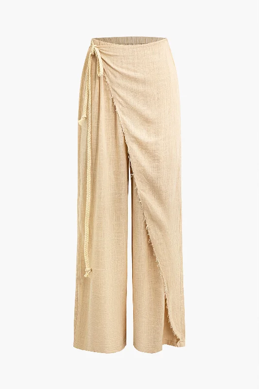 Big Deal Wrap Tie Linen Pants