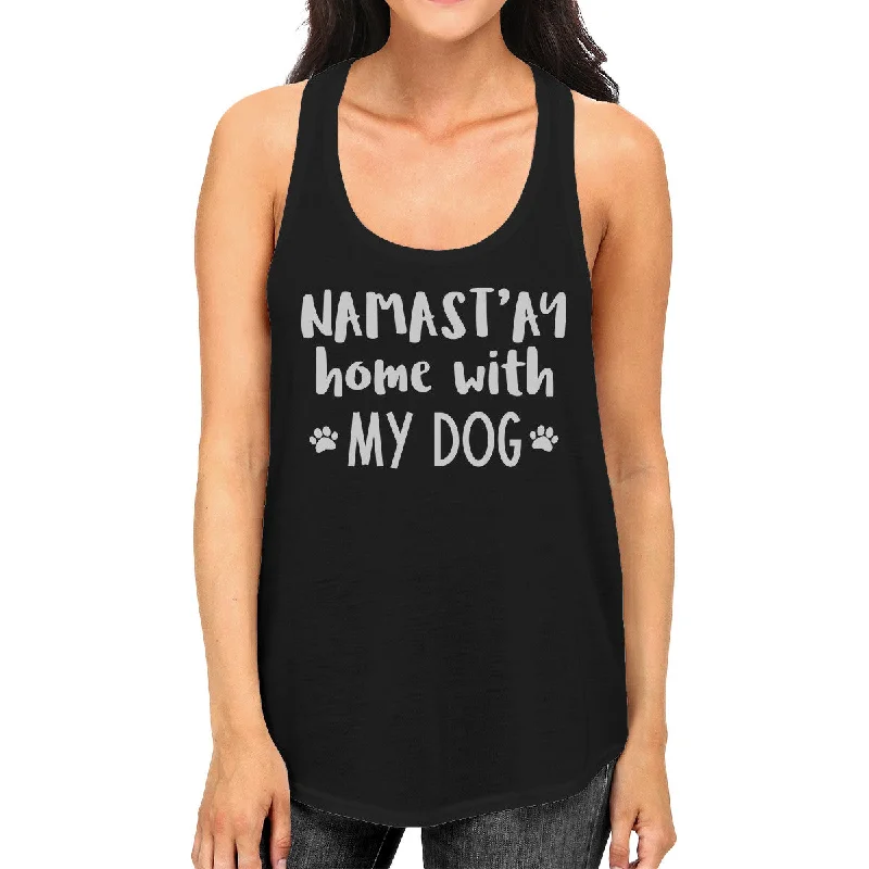 Limited Stock Namastay Home Womens Black Sleeveless Top Cute Gift For Dog Lovers
