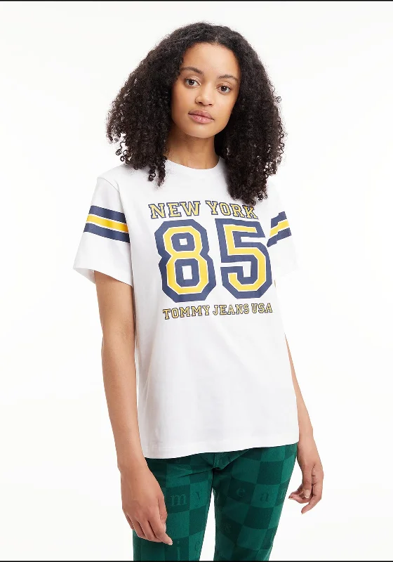 Weekend Shopping Bliss Tommy Jeans Womens Relaxed College T-Shirt, White