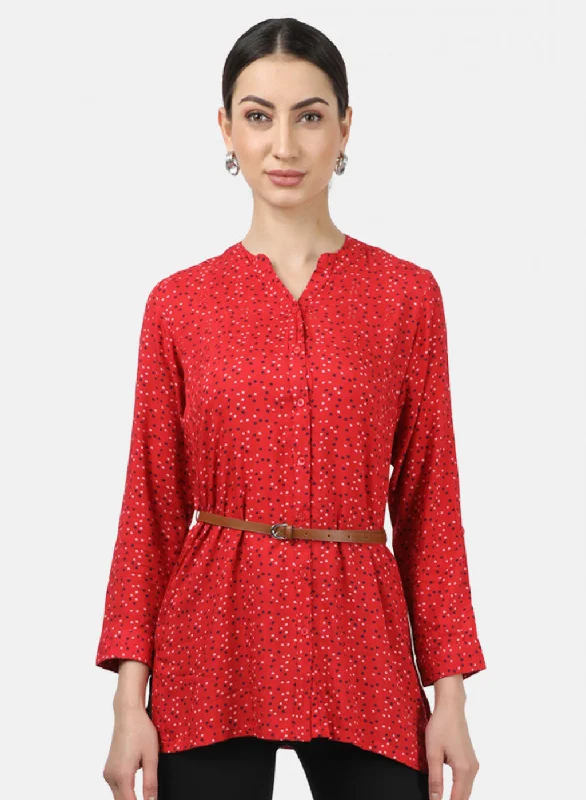 Bargain Blast Womens Red Printed Top