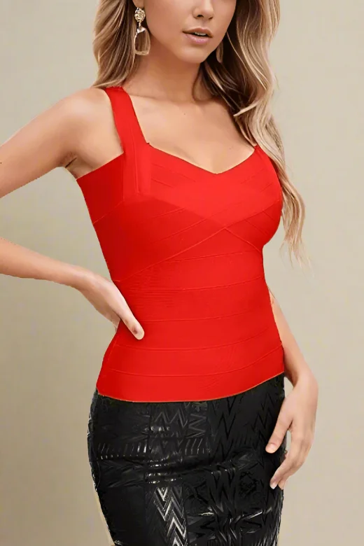 Super Sale Jay Bandage Top - Lipstick Red
