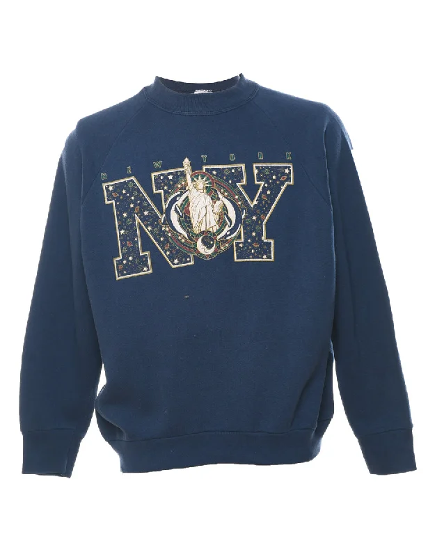 Weekend Deals That Dazzle New York Printed Navy Sweatshirt - L
