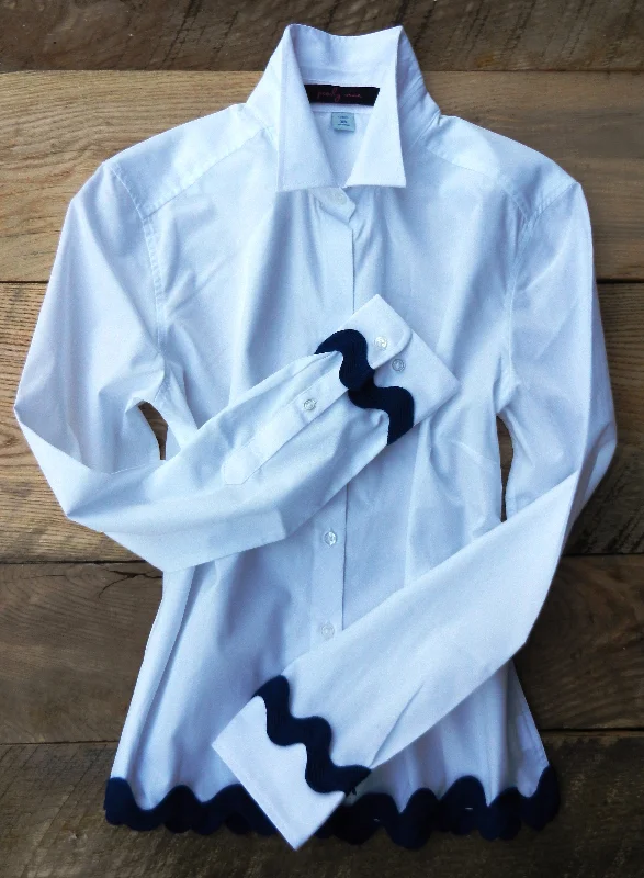 Low Price Bridget Ric Rac Shirt (RRWhite-NVY)