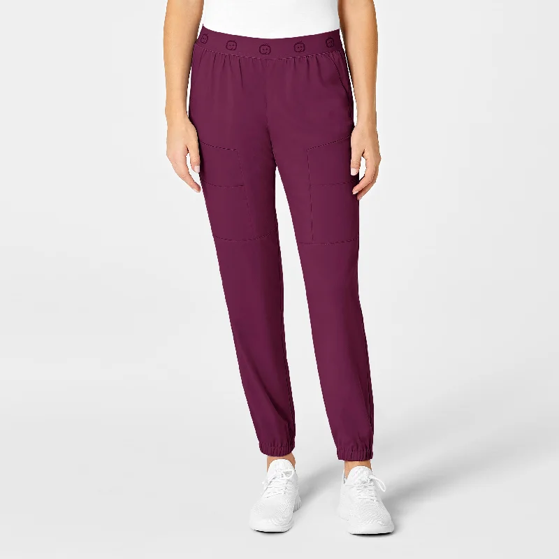 Reduced Rates PRO Women's Slim Cargo Jogger Scrub Pant - Wine