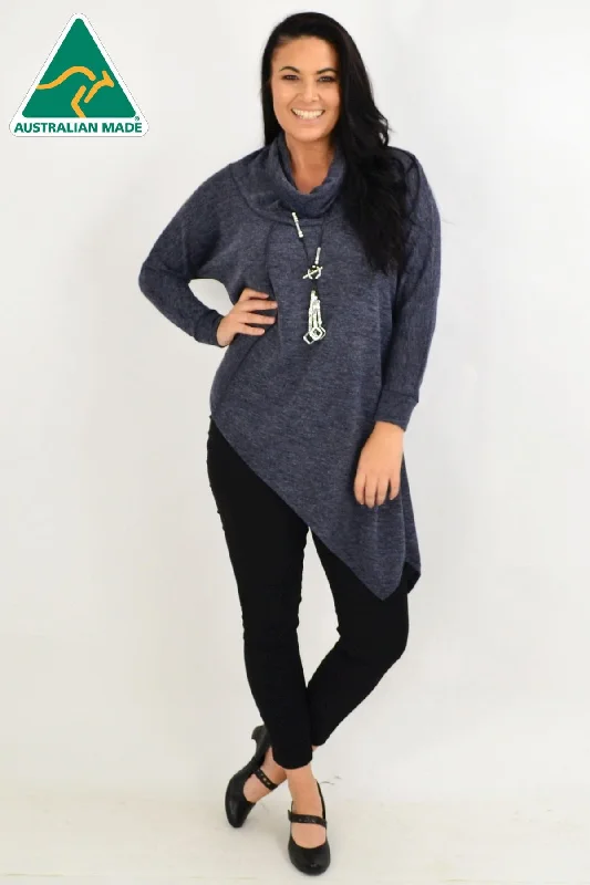 Exclusive Deal Charcoal Grey Asymmetrical Rolled Neck Jumper