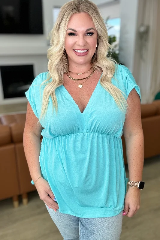 Overstock Sale Rhea Peplum Top in Neon Blue