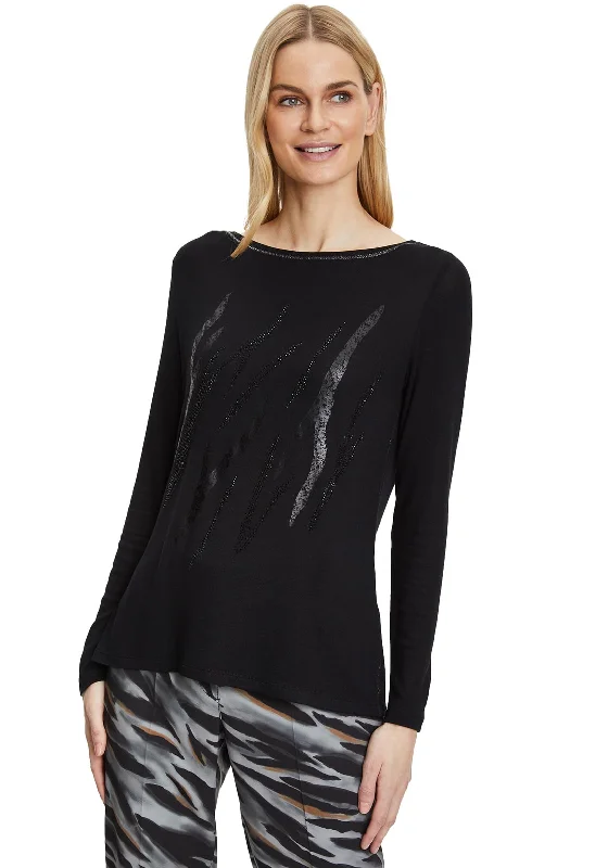 Shop Now Betty Barclay Rhinestone Delicate Knit Top, Black