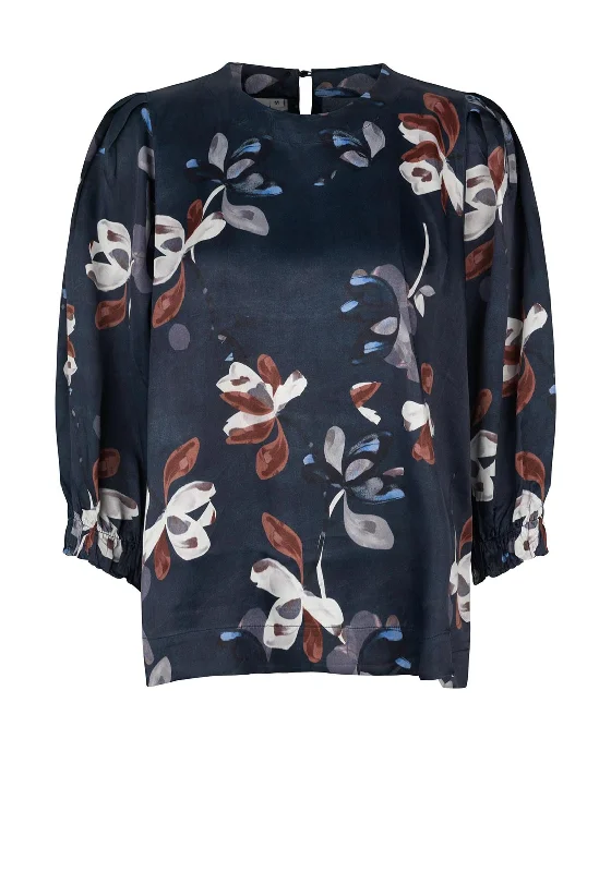 Reduced Rates Masai Brisa Floral Satin Top, Navy