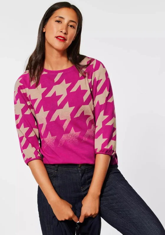 Bonus Offer Street One Houndstooth Print Top, Pink