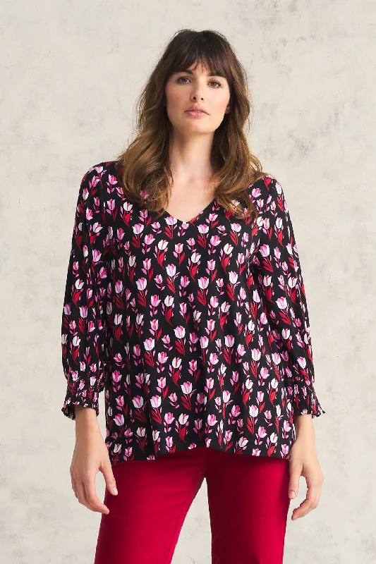 Deal of the Day Print Jersey Top - Tulips Print