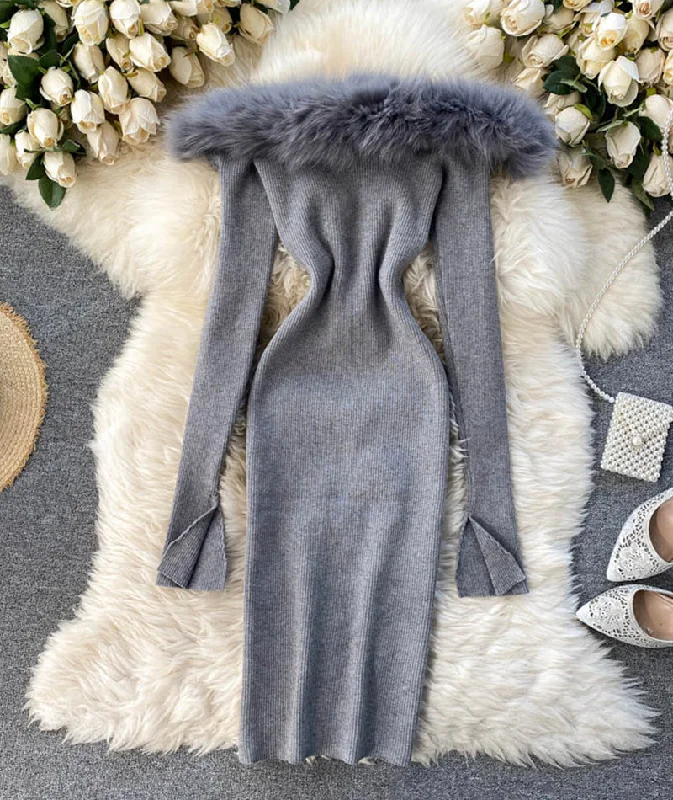 TIME-Limited Offer Stylish slim knitted dress  S91