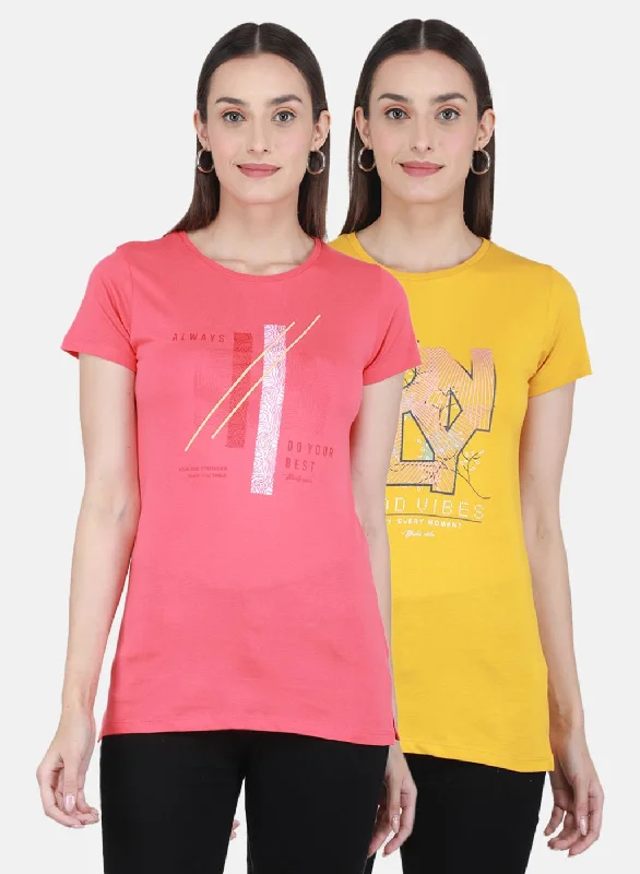 Epic Value Women Pink & Mustard Printed Top 2 Pc Set