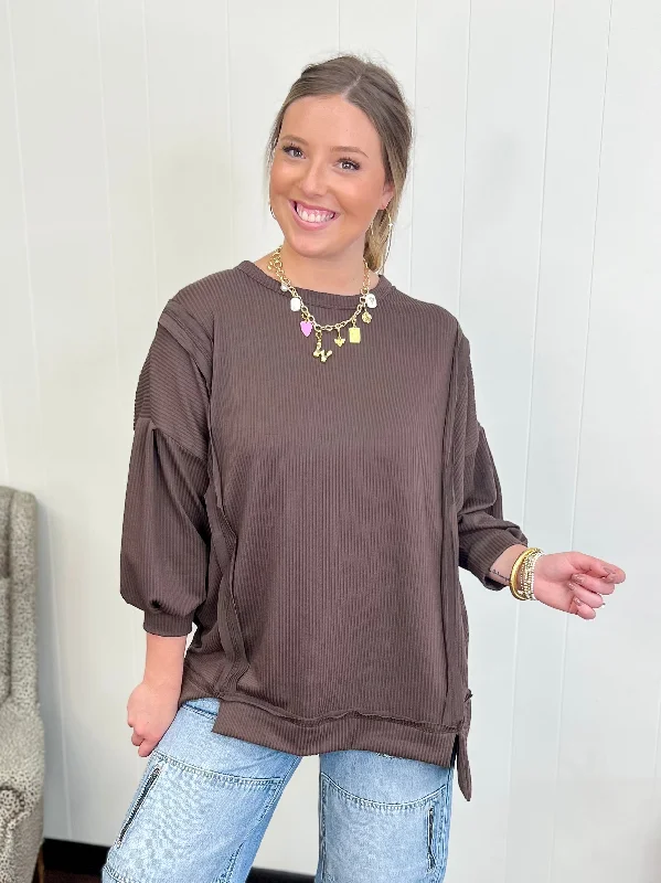 Weekend Bargains to Snag Over-Sized Brown Tunic Top-Brown