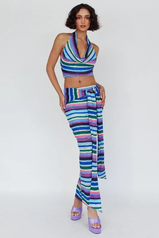Weekend Deals That Wow Sammi Tie Waist Knit Maxi Skirt Purple Multi