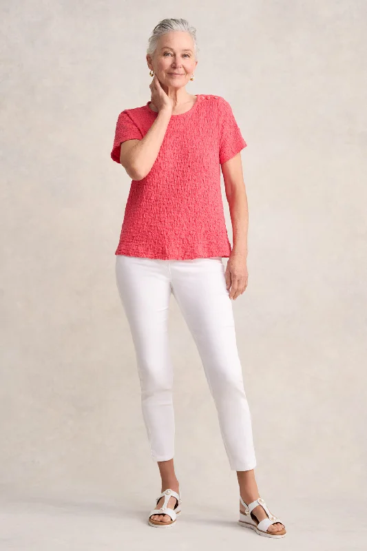 Super Savings Crinkle Cotton T-Shirt - Guava