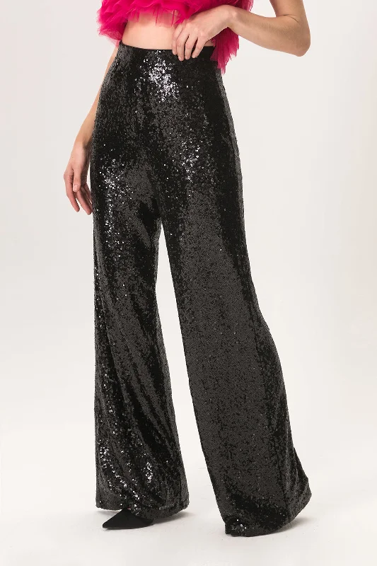 Act Fast Sequin High Waisted Wide Leg Trousers