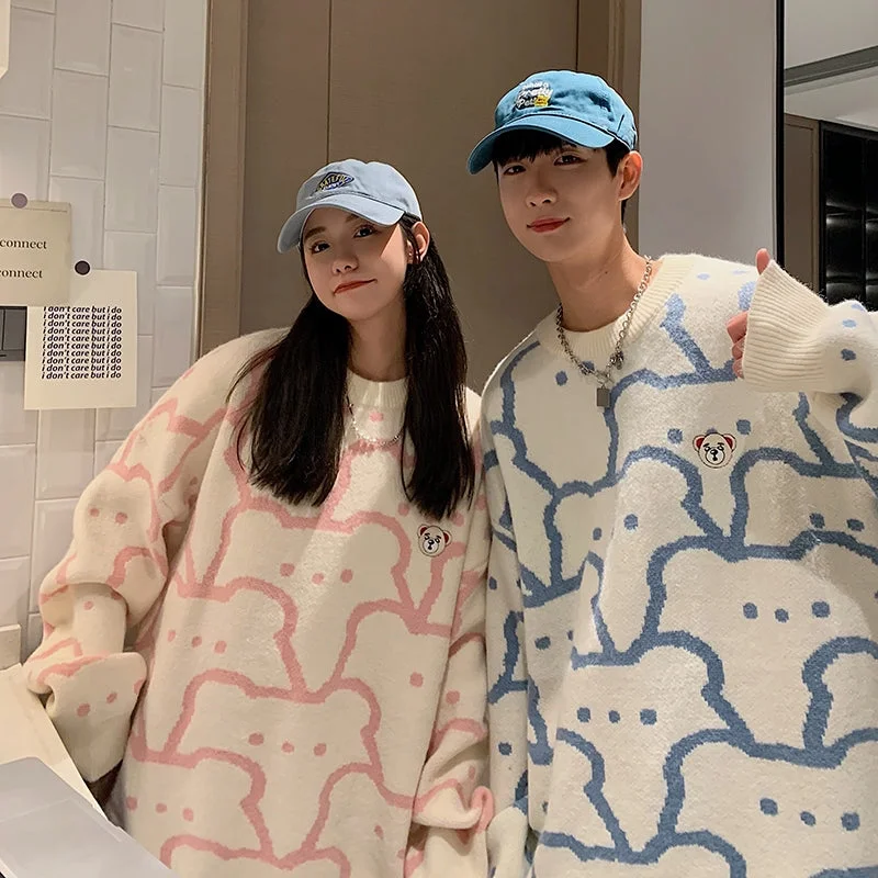 Price Smash Cute bear couple sweater     S258
