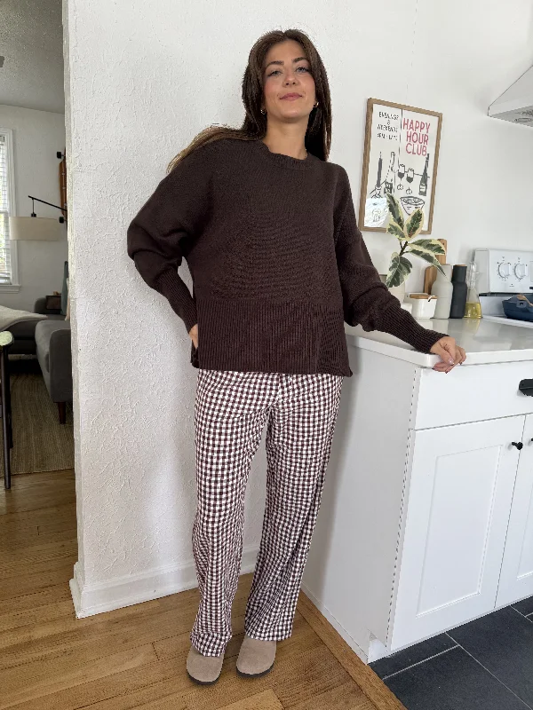 Limited Offer Things Between Winifred Gingham Cotton Relaxed Pants (Brown)
