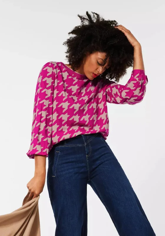 Extra Discount Street One Houndstooth Print Jersey Top, Pink