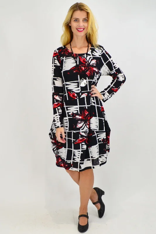 Weekend Savings Bonanza Red Butterfly Cocoon Tunic Dress