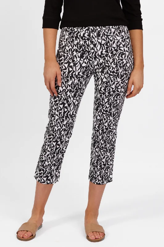 Stock Clearance Printed 7/8 Length Pull On Pants - Accent